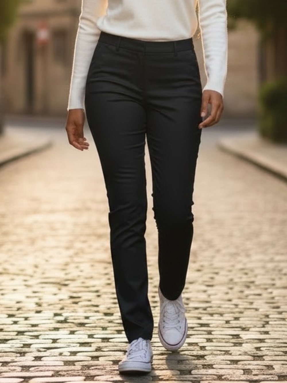 Theory Black Straight-Leg Stretch Dress Pants